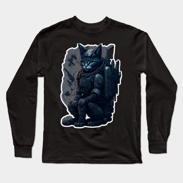 Mecha Cat_011 Long Sleeve T-Shirt by Kulturmagazine